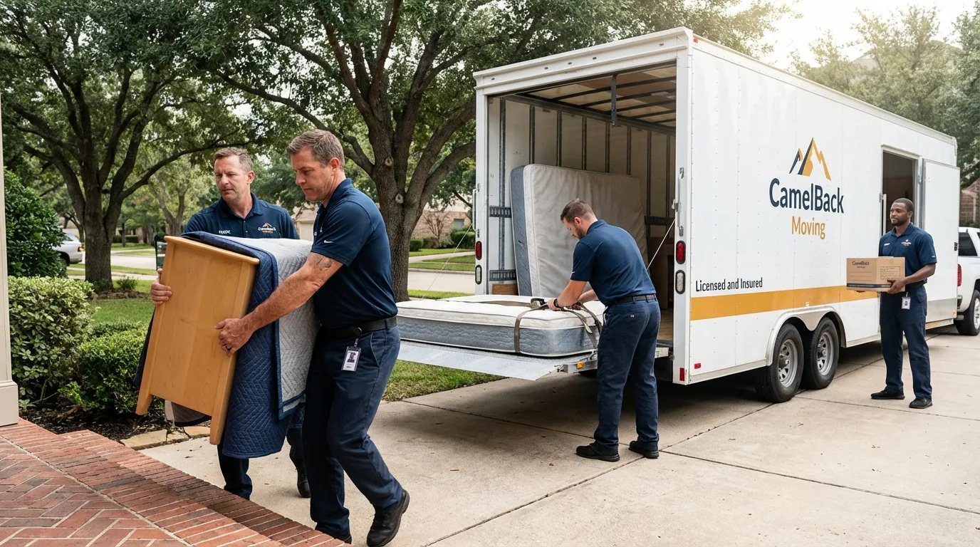 Crew loading residential truck for cross-state move from Tower City, PA